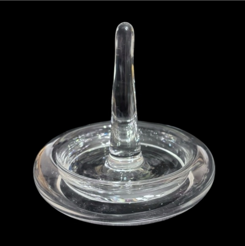 VINTAGE Lead Crystal Blown Glass Ring Holder